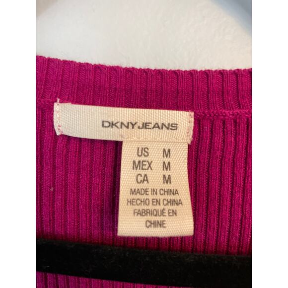 DKNY Jeans, Size Medium, Berry Purple Rib Knit Sweater, Super Soft Bump Friendly - Picture 4 of 8